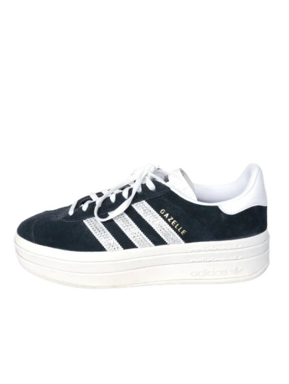Adidas Gazelle Bold Women's 9.5 White Black Suede Platform Lace-up Custom Shoes